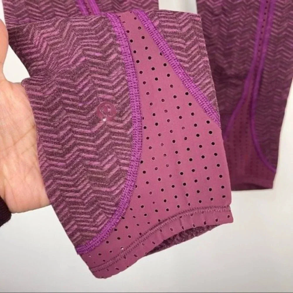 Lululemon Transcend Crop Chevron Print Perforated Leggings Women's Size 4
